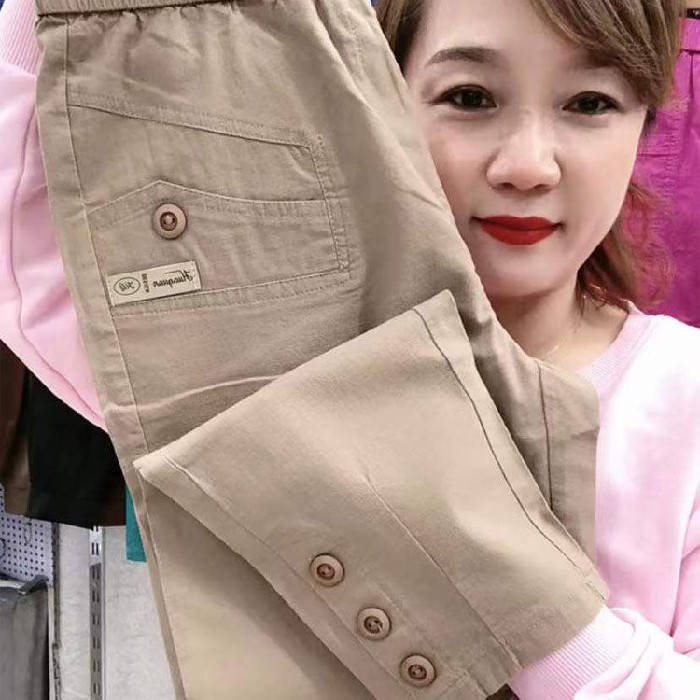 纯棉裤子女新款正品棉麻春夏季九分裤宽松百搭休闲裤显瘦哈伦裤女