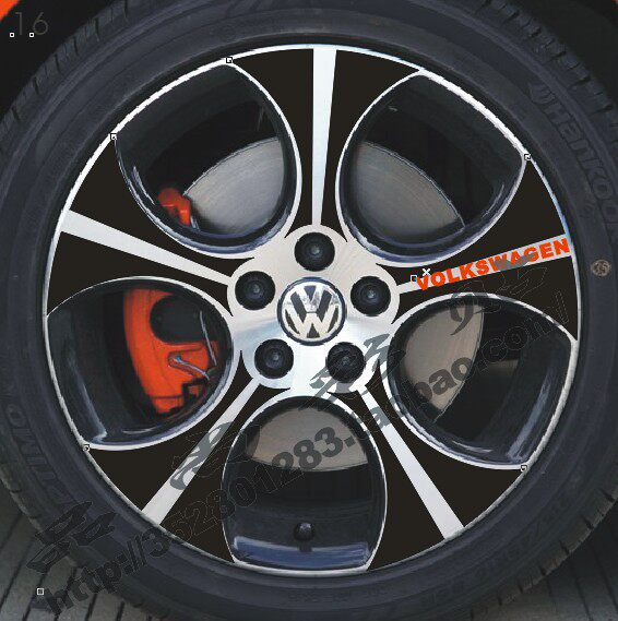 大众POLO轮毂贴 POLO GTI 专用轮圈碳纤维贴纸 改装轮毂贴
