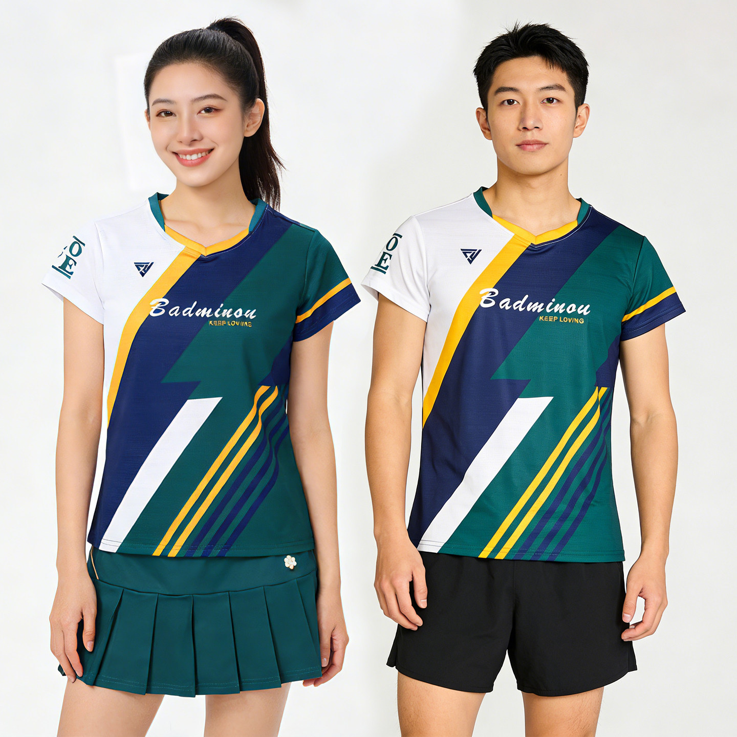 羽毛球服女2026新款高颜值绿色专业运动上衣速干短袖短裤男款球衣