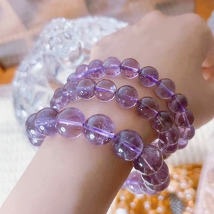 收藏真品天然紫晶手串薰衣草色紫水晶手链男女款旺人缘转运