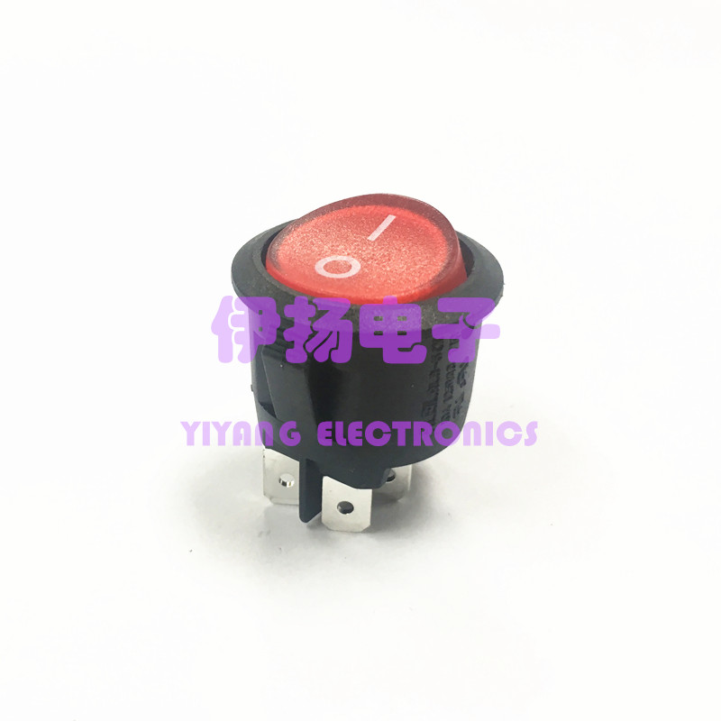 台湾RLEIL进口圆形船型开关 电源开关 4脚2档红灯 RL3-5(X) 20MM