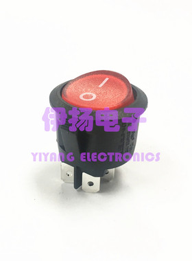 台湾RLEIL进口圆形船型开关 电源开关 4脚2档红灯 RL3-5(X) 20MM
