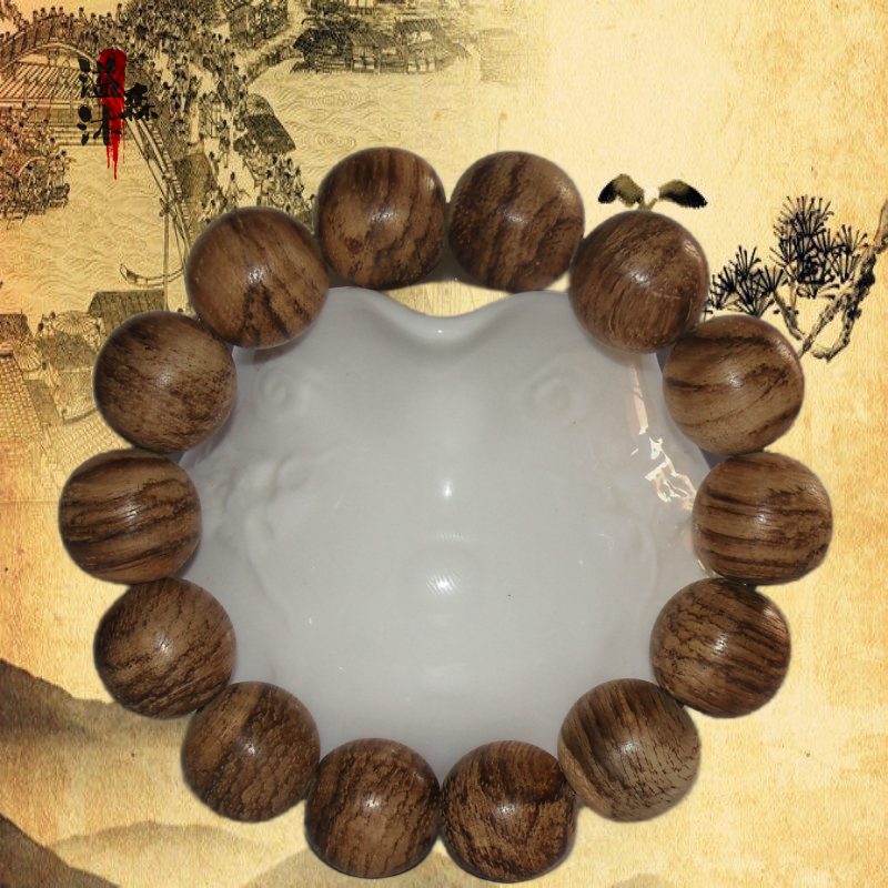 沉香手串虎斑纹佛珠1.6X14粒手链