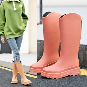 高筒雨鞋女款时尚外穿防滑防水赶海厨房长筒雨靴软底耐磨加绒胶鞋