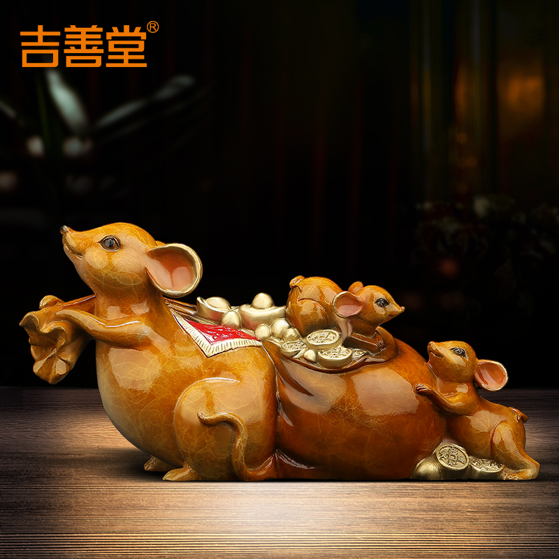 《满载而归》铜老鼠摆件新年12生肖鼠吉祥物创意招财工艺礼品1565 - 实物图