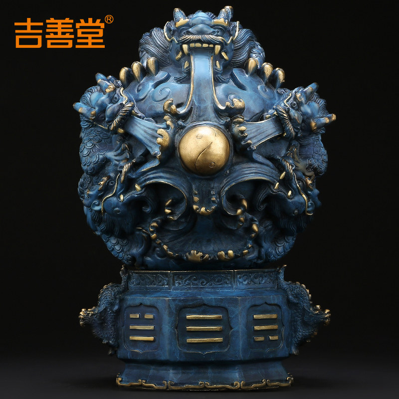 铜九转乾坤鼎摆件九龙戏珠家居客厅玄关复古中国风办公室装饰品