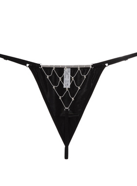 可调节腰带拼接透视花边细带丁字裤女低腰无痕冰丝性感女士t裤