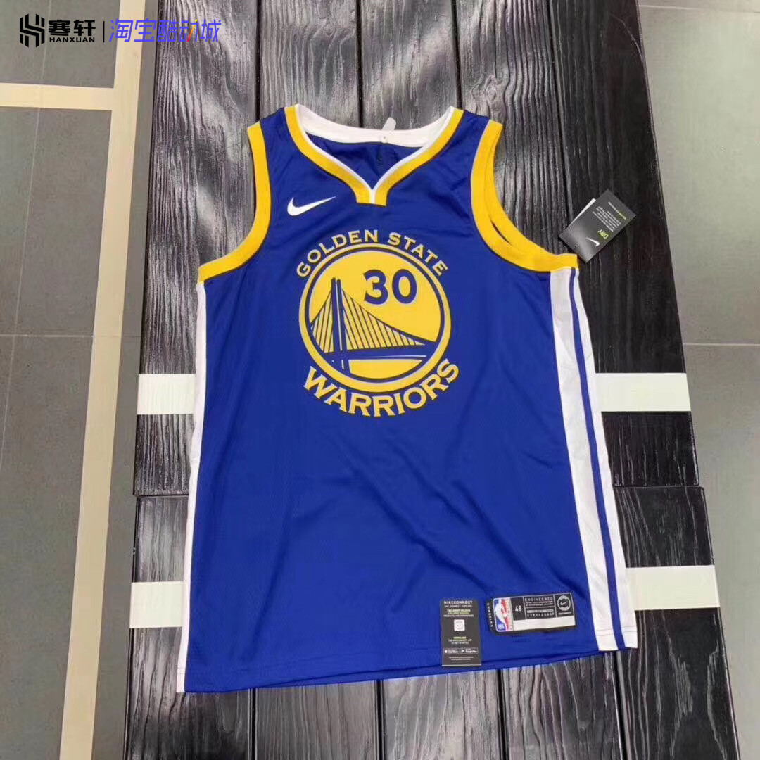 Nike/耐克NBA金州勇士队库里30号蓝黄运动球衣背心864475-495