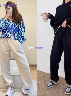 Nike/耐克小勾女加绒宽松卫裤运动束脚长裤DV7093/BV4090-219-010