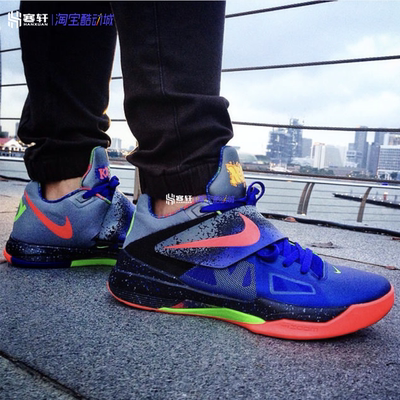 Nike/耐克 KD4 NERF杜兰特孩之宝蓝红实战低帮篮球鞋 FQ8180-400