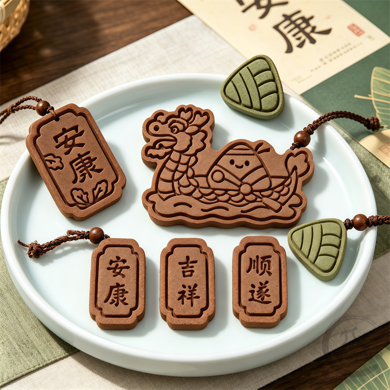 端午节安康咖啡渣饼干模具香牌龙舟粽子陶泥曲奇烘焙DIY印模工具