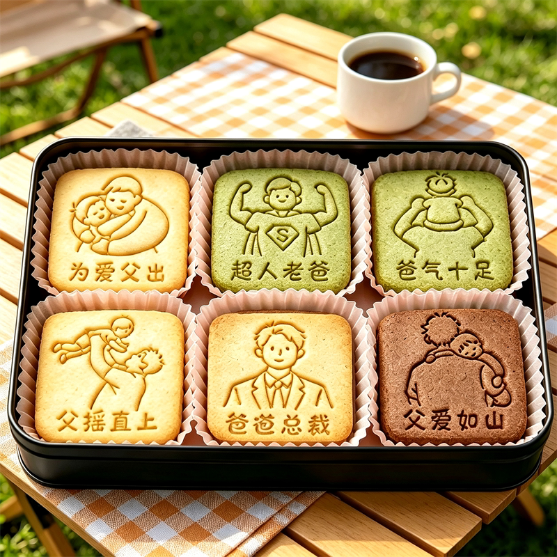 父亲节饼干礼盒卡通饼干模具家用烘焙印模按压工具Father's day