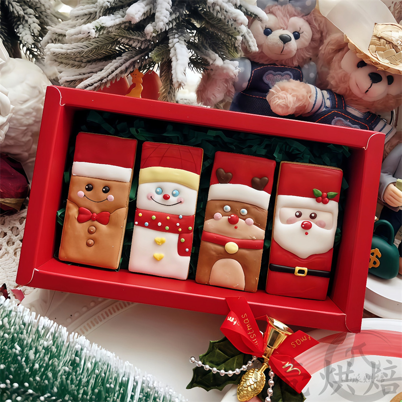 伊果老师圣诞节卡通饼干模具方形拼图圣诞雪人麋鹿家用烘焙印模