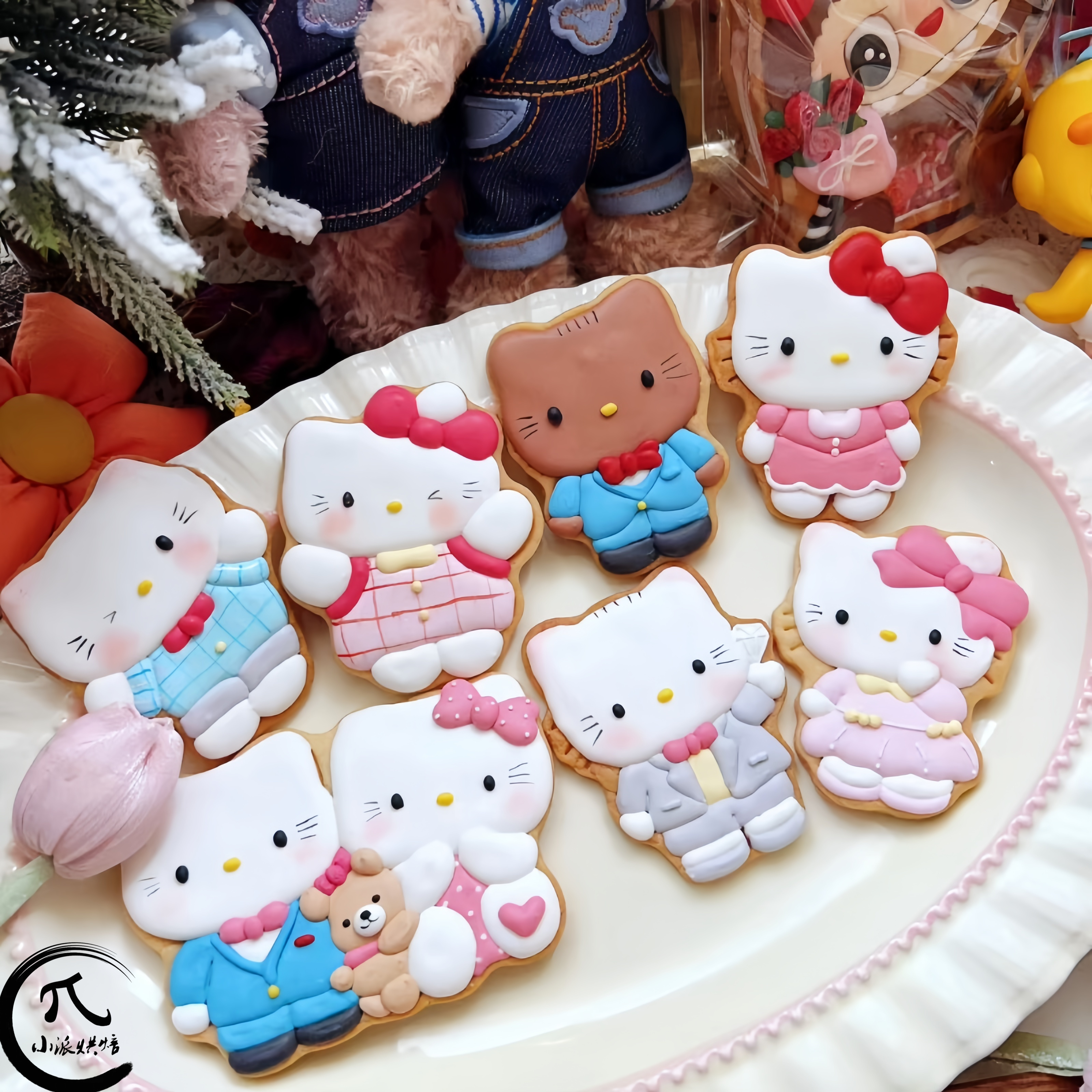 伊果老师KT情侣卡通糖霜饼干婚庆hello kitty猫咪黏土印模