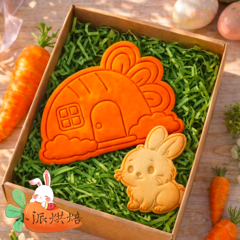 ins复活节卡通胡萝卜糖霜饼干模具Q版兔子烘焙印模家用