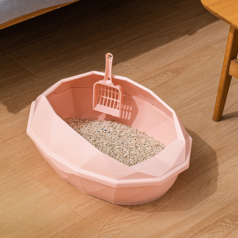 塑料防外溅幼猫半封闭式猫砂盆