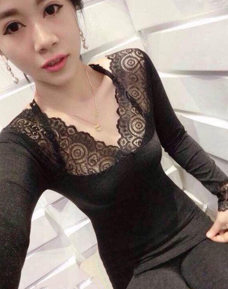 保暖内衣女套装蕾丝薄款37度恒温发热纤维打底衫修身显瘦秋衣秋裤