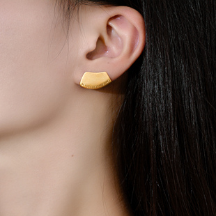 轻奢小众设计感耳廓贴耳钉纯银针哑光金属拉丝耳环个性无耳洞耳夹