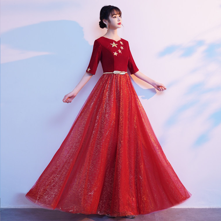 大合唱团演出服女长裙舞台表演服