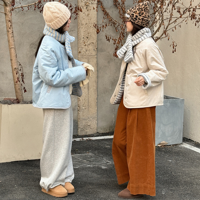 超好看两面穿棉服女冬季短款宽松韩系棉袄小个子羊羔毛夹棉外套