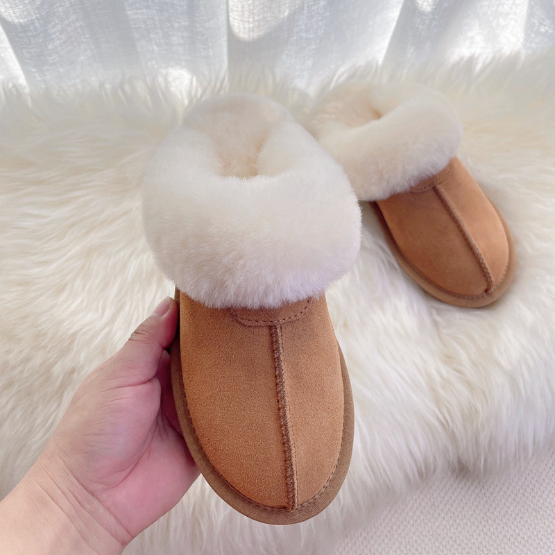 订单批发千颂伊同款星星拖鞋羊毛棉拖鞋牛皮毛一体男女特大码