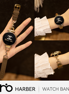 适用华为手表表带gt4新款gt3专用女士腕表watch4pro夏季手链智能女式buds金属月牙真皮荣耀magic2皮质gs夏天i