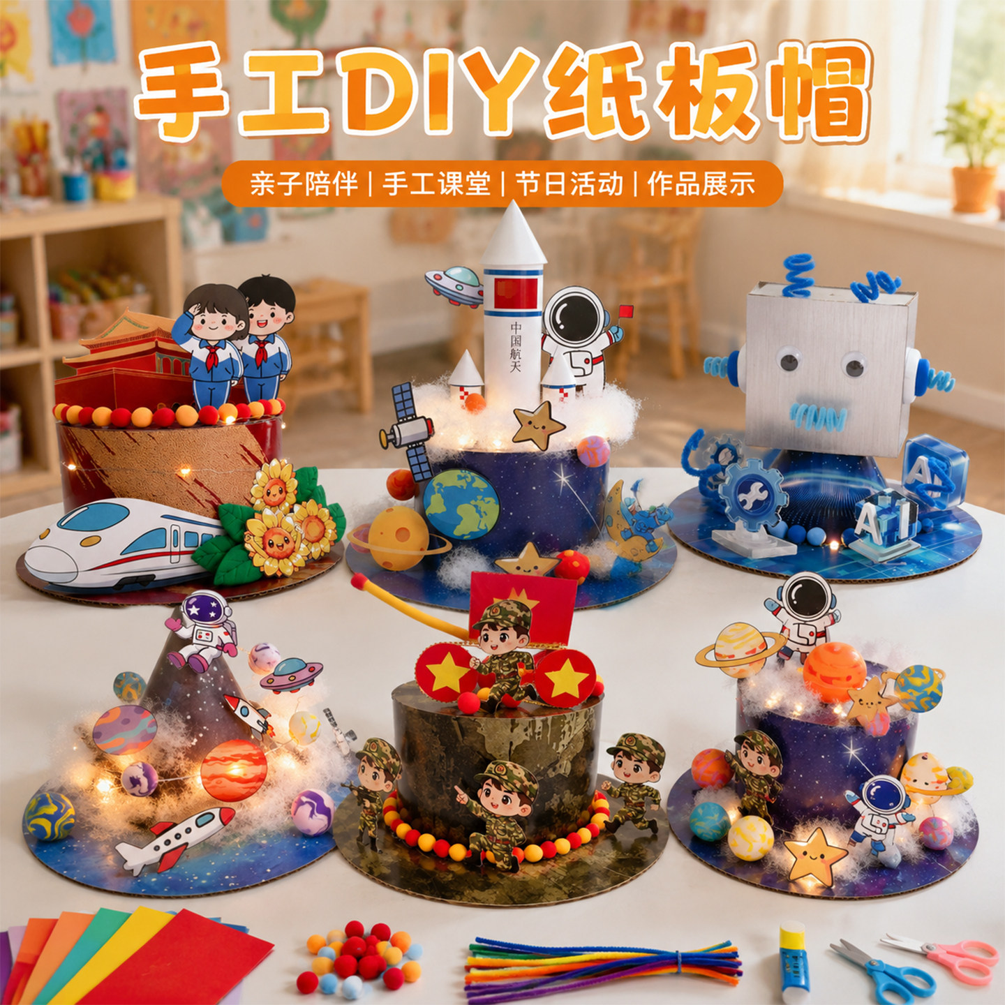 儿童太空星球帽DIY材料包图片