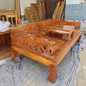 老榆木罗汉床中式 推拉罗汉床小户型沙发懒人榻贵妃榻家用单人雕花