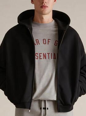24FALL加绒开衫外套FEAR OF GOD FOG复线ESSENTIALS刺绣拉链卫衣