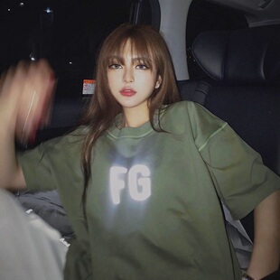 欧阳娜娜FOG FEAR OF GOD第七季主线富贵短袖FG植绒圆领T恤男女潮