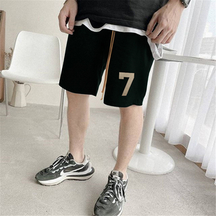 FEAR 宽松裤 主线数字7植绒抽绳短裤 子男女潮流 GOD第七季 FOG