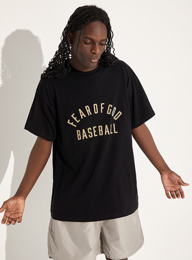 FOG FEAR OF GOD第七季主线字母植绒高街圆领T恤新款潮流短袖男女