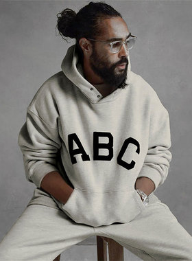 FEAR OF GOD主线第七季ABC植绒连帽卫衣FOG高街宽松潮流帽衫男女