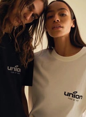 正品新款FOG FEAR OF GOD联名Union字母高街宽松男女休闲短袖T恤