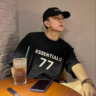 FEAR GOD复线ESSENTIALS植绒77圆领T恤宽松男女潮牌夏 FOG 正品