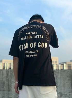 正品主线FEAR OF GOD FOG宗教限定短袖高街宽松反穿T恤男女情侣夏