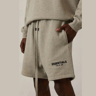 God复线Essentials小标植绒字母五分短裤 正品 Fear 男女FOG 新款