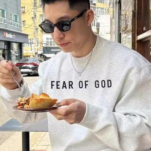 GOD硅胶字母美式 潮牌fog秋冬加绒情侣圆领宽松卫衣男 FEAR 正品
