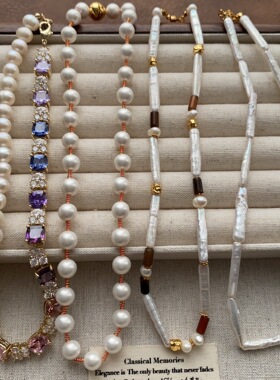 巴洛克风时尚精致项链轻奢大气高贵镶钻珍珠项链华丽精致优雅颈链