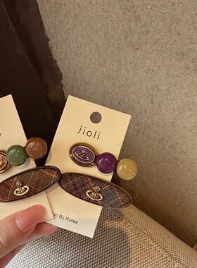 韩国对夹紫色珠土星发夹少女感鸭嘴夹甜美可爱刘海夹侧边夹发饰女