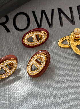 红色◇珐琅猪鼻子耳钉女春夏轻奢小众高级感气质耳环耳饰2025新款