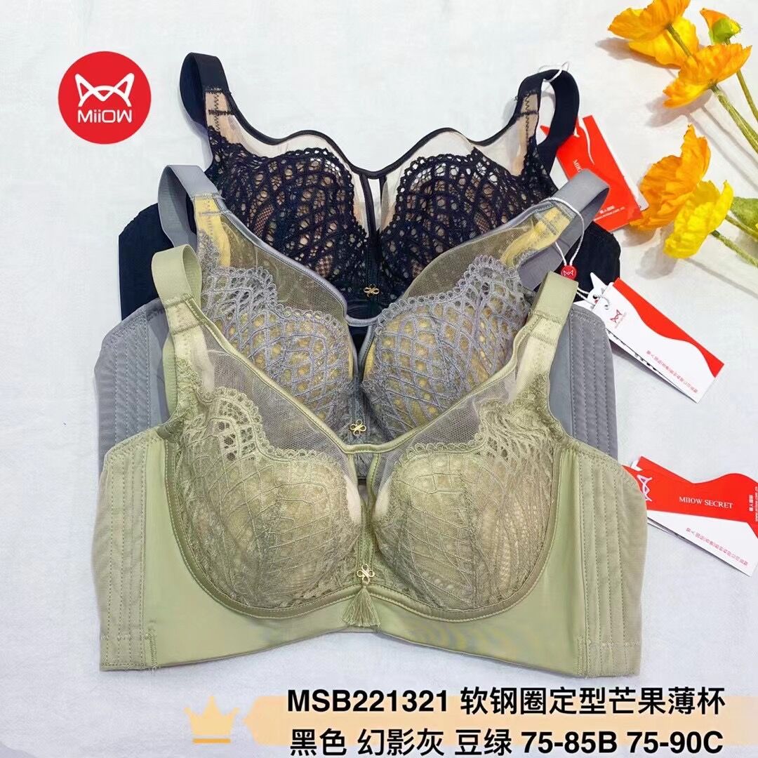猫人文胸专柜夏季薄款软钢圈定型芒果杯透气网纱抹胸蕾丝221321-封面