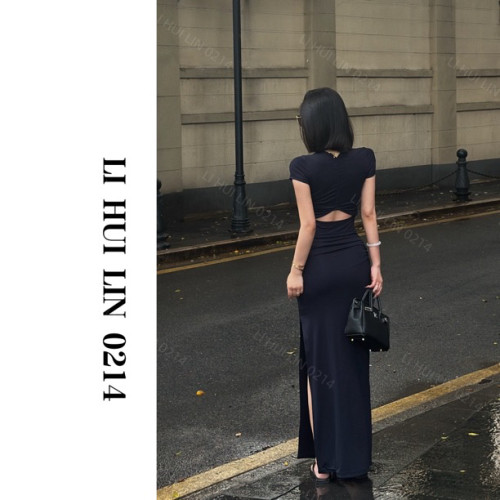 LIHUILIN/【清冷厌世】天丝短袖上衣+天丝性感侧开叉半身裙