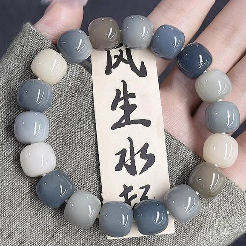 天然海盐蓝白玉菩提根菩提手串