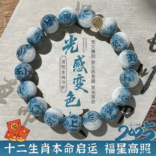 十二生肖本命佛六字箴言菩提手串光感变色盘玩文玩佛珠男款手链女