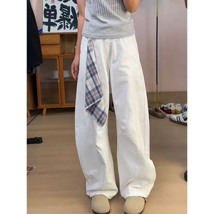 A417ABK9022P40男士休闲裤白色美式弯刀宽松工装裤