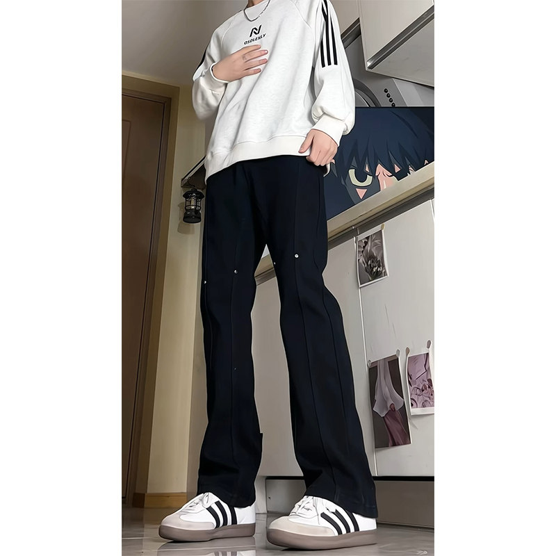 A417ANK806P45男士春季排扣牛仔裤百搭带铆钉休闲裤,男装休闲裤,电商A417A