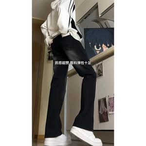 A417A NK3001 p45秋季新款黑色摩白仔裤男百搭高街设计感微喇裤图片