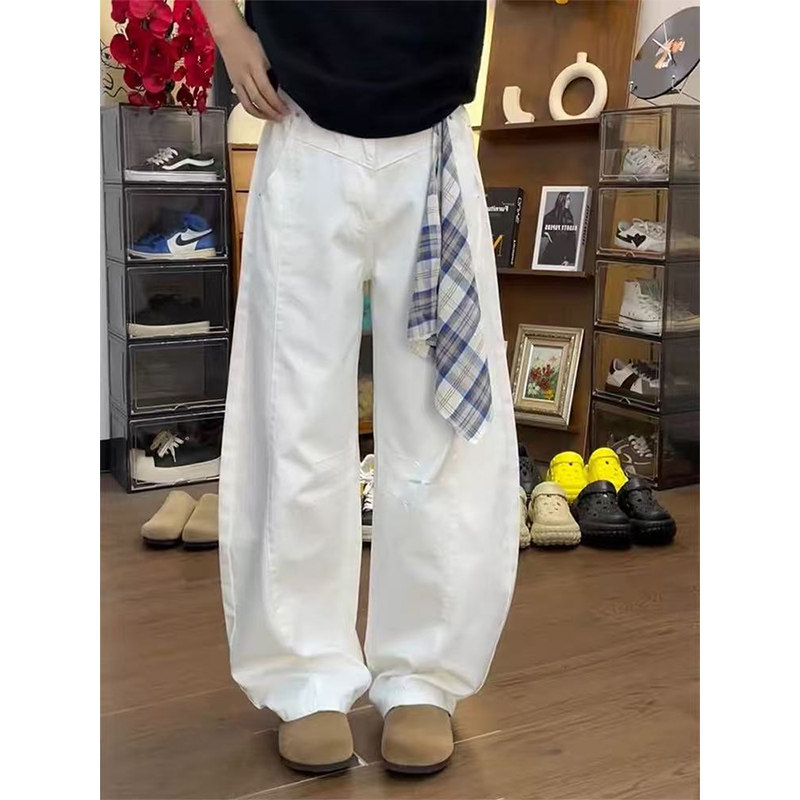 A417ABK9022P40男士休闲裤白色美式弯刀宽松工装裤,男装工装外套,电商A417A