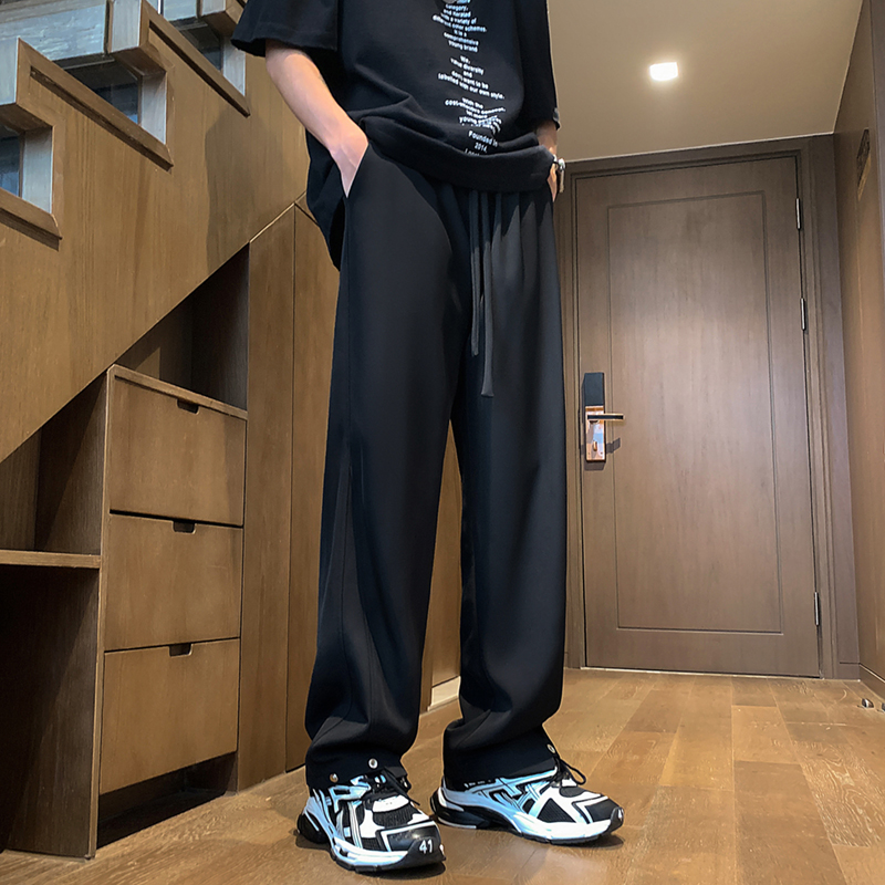 A417ABK189P50夏季男士冰丝休闲裤设计感直筒宽松小西裤，男装西裤，电商A417A